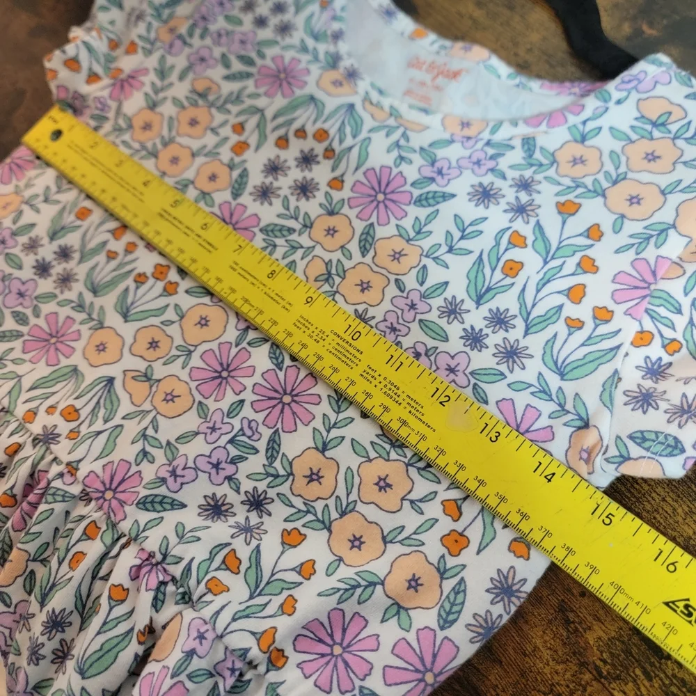 Cat & Jack Floral Girls 10/12 Plus Dress - Purple and Orange Wirh Pockets